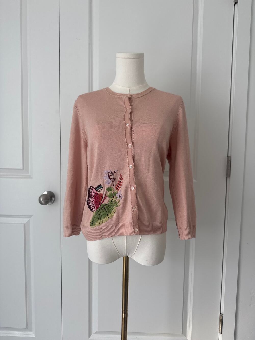Odille Anthropology Rare Embroidered Cardigan Sweater Cottagecore Fairycore